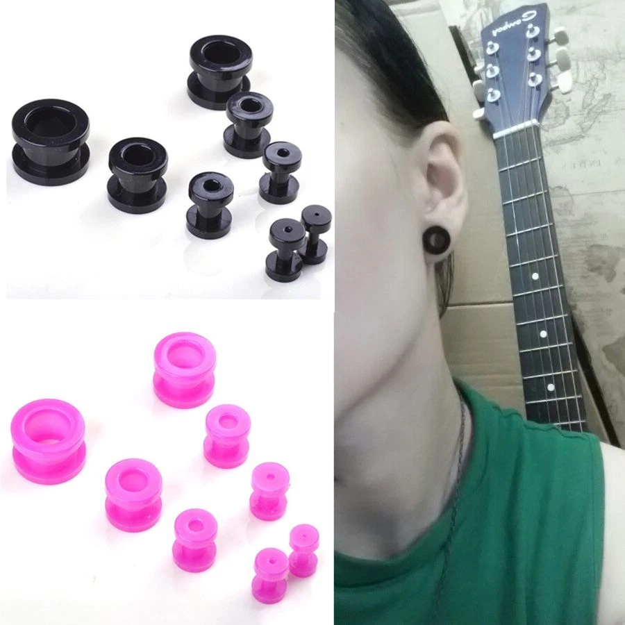 Tapones para los oídos de acrílico - Túnel de carne Expansor de oreja Medidores Piercing corporal Joyería 8 piezas Foto 3 de 4