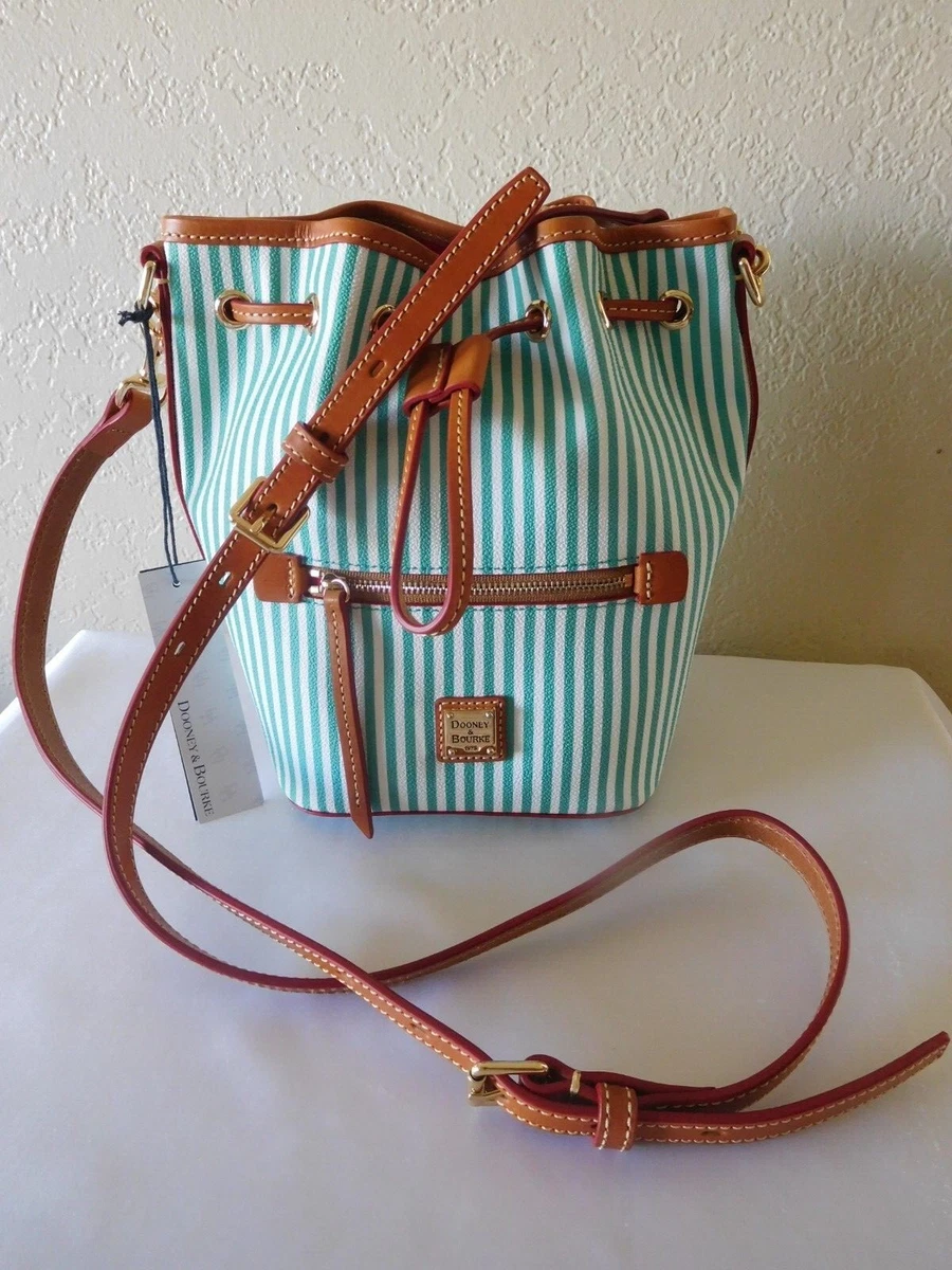 Buy the Dooney & Bourke Sena Stripe Small Drawstring Crossbody Sea Foam