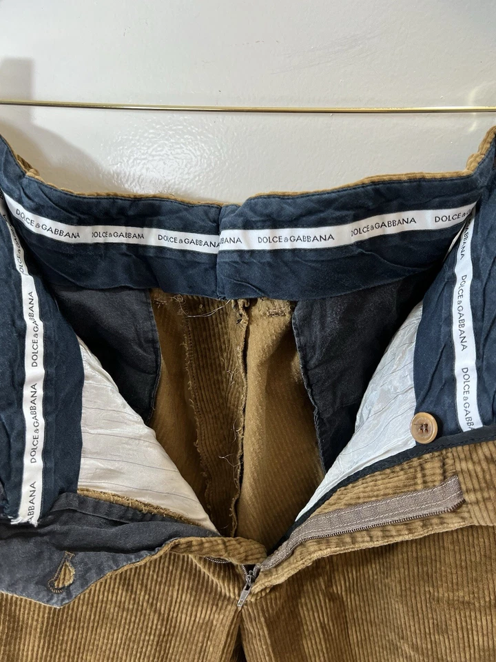 Dolce & Gabbana Men’s Corduroy Pants Size L Chestnut Brown Classic Luxury Preppy - Image 3 of 4