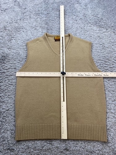 Vtg 417 Van Heusen Sweater Mens Medium Brown Wool Fully Fashioned V Neck Vest - Picture 4 of 8