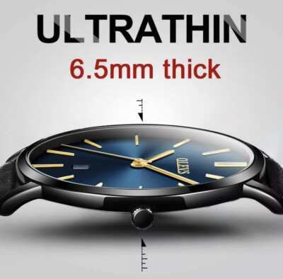 OLEVS Mens Water Resistant Ultra Thin 6.5mm Minimalist Leather Ora 