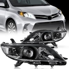 Nilight Headlight Assembly For 2011-2020 Toyota Sienna Black Housing Clear Lens