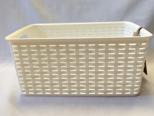 Pack of 3 Storage Basket Box Container Rattan Plastic forte 6L Handles 3 Colours - Picture 11 of 23