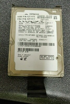 Lenovo 42T1415 / 42T1417 / 42T1029 120GB 5.4K RPM 2.5'' SATA Hard Disk Drive