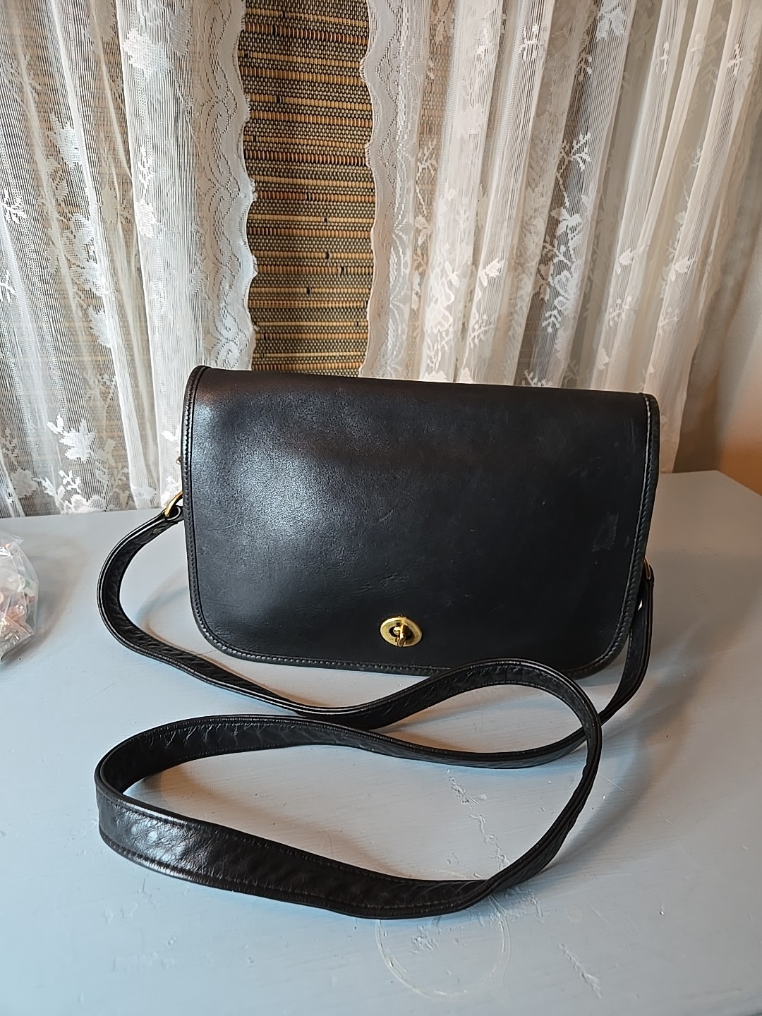 Vintage Coach black convertible clutch leather Crossbody shoulder 90s USA