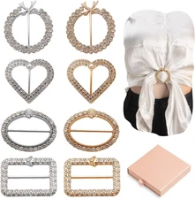 8 Pack Scarf Ring Clip，Shirt Clips for Women Clothing,Fashion Metal Shirt Ties C