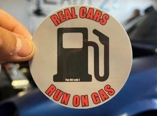 Real Cars Run on Gas, funny car guy sticker, gifts for car guys, laptop sticker