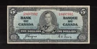 1937 $5.00 BC-23c F ** NICE King George VI COYNE Bank of Canada OLD Five Dollars