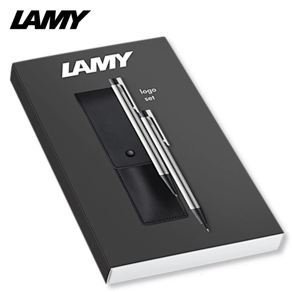 Lamy logo Set Kugelschreiber Druckbleistift brushed Leder Etui Geschenkbox - Bild 2 von 3