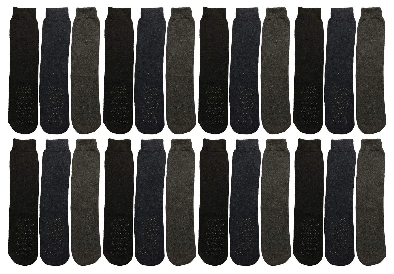 Yacht & Smith 24 Pairs Thermal Boot Crew Tube And Non-Skid Socks, Mens 10-13