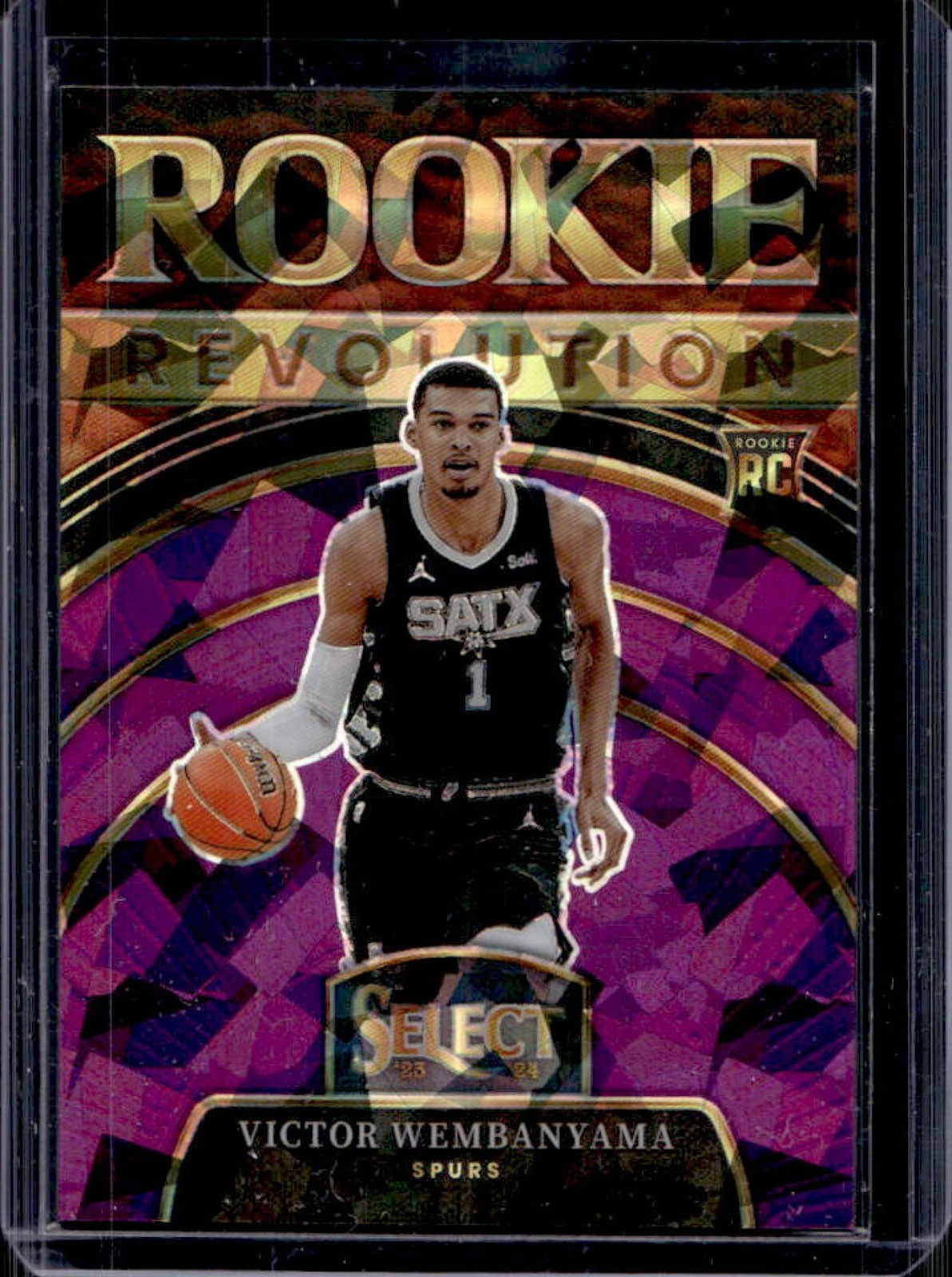 2023-24 Select Victor Wembanyama Rookie Revolution RC Purple Cracked Ice #64/75