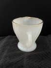 Vintage Anchor Hocking Fire King Milk Glass Swirl Gold Trim Creamer Sugar Bowl — photo 3