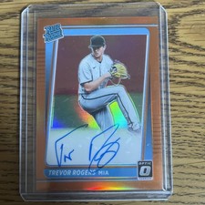2021 Donruss Optic Rated Rookie Signatures Orange Prizm Trevor Rogers# 43/125