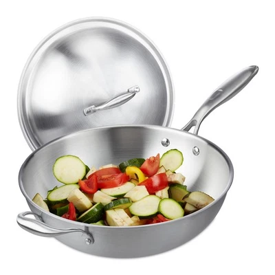 Wok Wokpfanne Edelstahlpfanne Induktionswok 32 cm Asia Wok 2,2 kg unbeschichtet - Bild 1 von 4
