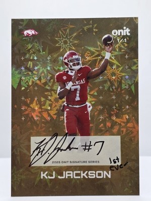 2025 Onit Gravity KJ Jackson Arkansas Gold #1/1 Auto 1st Ever Inscription