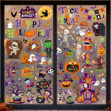 173Pcs Halloween Window Clings Stickers Ghost Witch Pumpkin Bat Window Decor Set