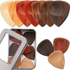 10 Pieces Exotic Wood Guitar Picks, 1 Guitar Picks Box Wooden Guitar Plectrum...