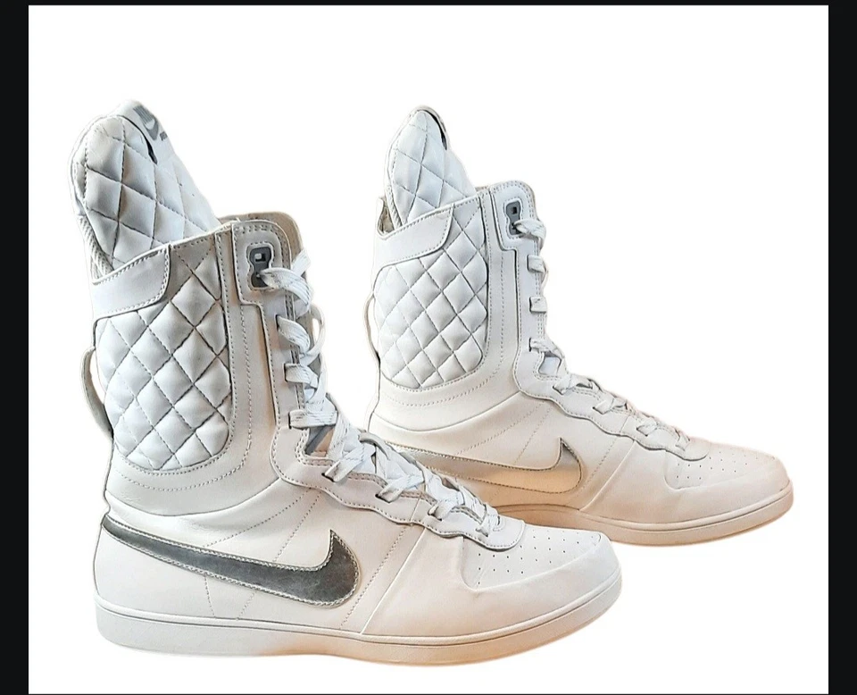 Nike Legends High White Leather Quilted Boot Shoes 333891-101 Wmns Sz 10 - Image 2 of 4
