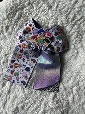 Purple Cartoon Bow Hair Clip with Beaded Accents for Girls