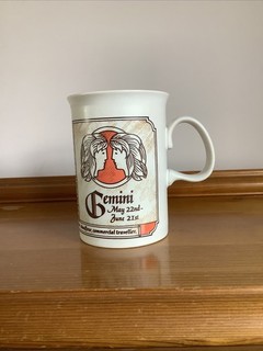 Dunoon Gemini Zodiac Steinzeug Becher Made in Scotland sehr guter Zustand Vintage