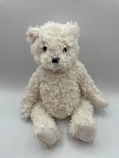 Toys R Us White Teddy Bear Plush Stuffed Animal 13" 2014 Curly Fur Animal Alley