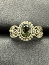 Vintage Sterling Silver Green Quartz Ring Size 8.25 A21
