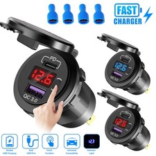 USB Steckdose 12V PD & QC 3.0 USB Einbau Buchse Wasserdicht KFZ Ladeger&auml;t Dose #