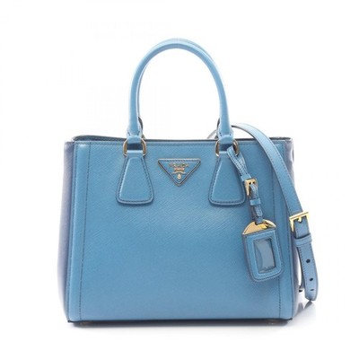PRADA SAFFIANO LUX Galleria shoulder crossbody Handbag leather Blue Navy Used