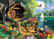 300 Piece Puzzles for Adults,Lake Cabin Jigsaw Puzzle for Adults Kids Elderly,La