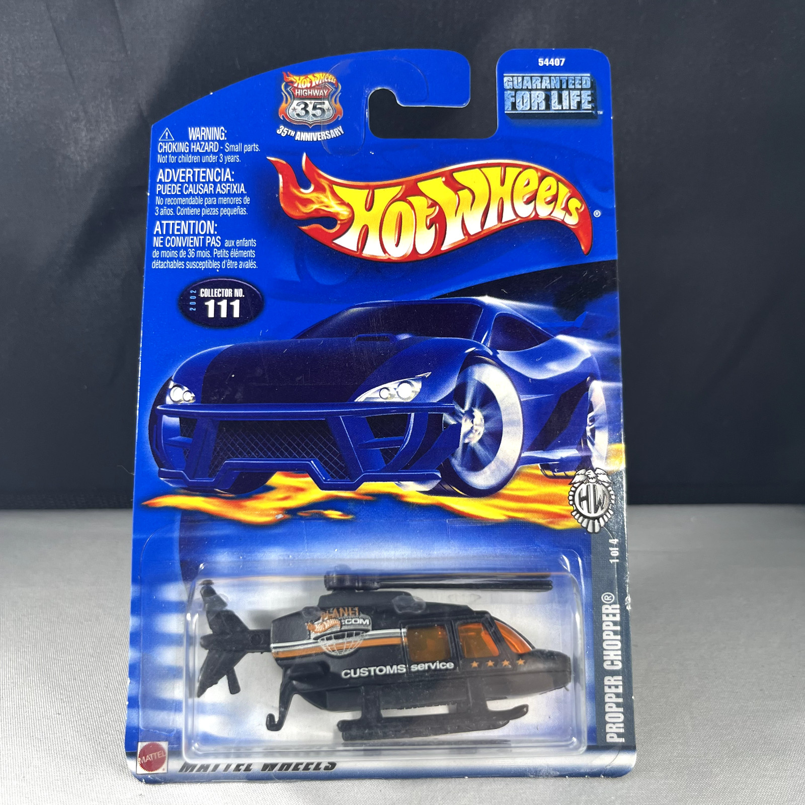 Hot Wheels 2002 Propper Chopper Helicopter #111 Fed Fleet 1/4 Customs Service