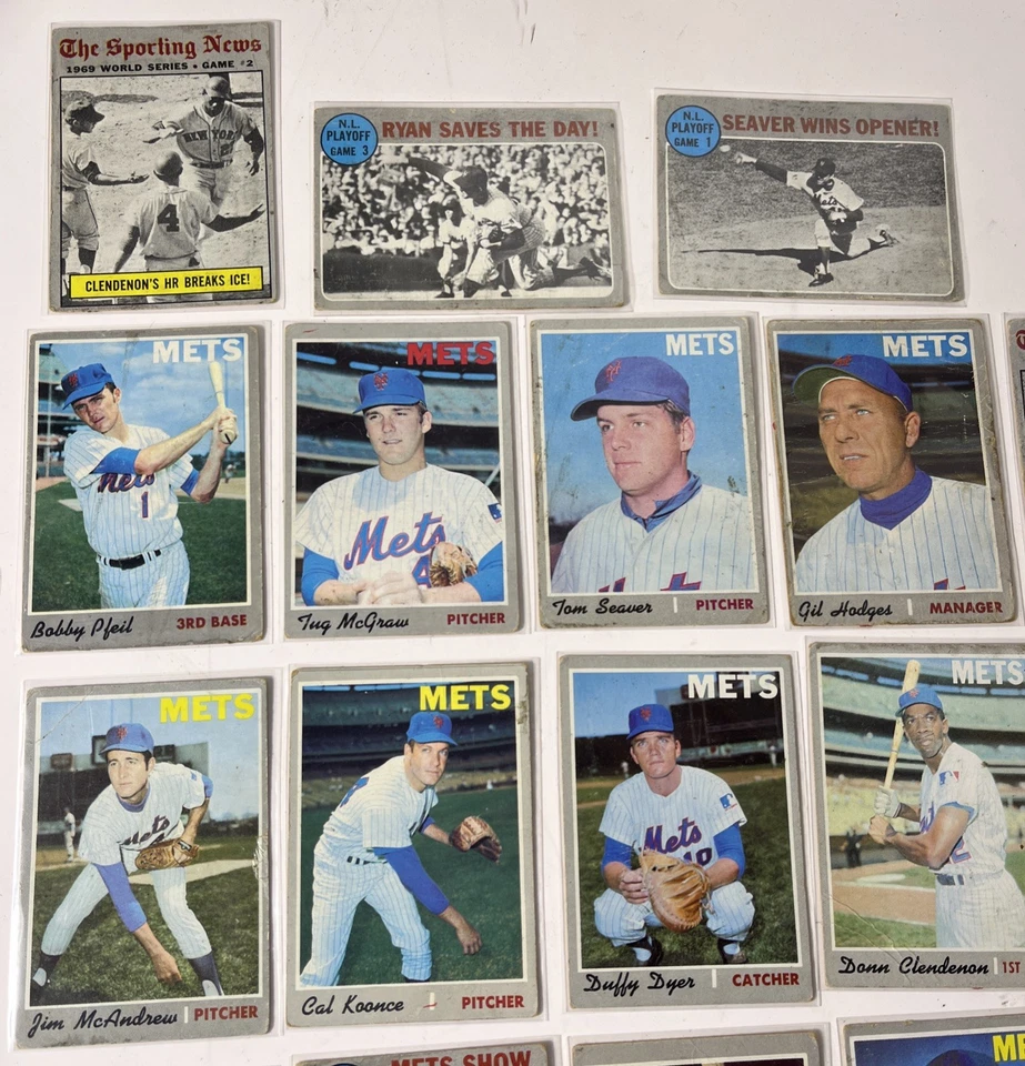 Lote de béisbol 1970 Topps-35 NY Mets-Sporting News & WS-Seaver Ryan Hodges Foto 2 de 4