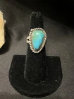 VTG Old Pawn Navajo Native American Turquoise Teardrop Silver Ring Size 7.25