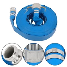 2"  × 100 ft Pool Backwash Hose Lay Flat Water Heavy Duty Reinforced Blue PVC