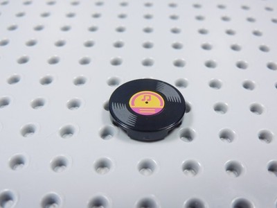 LEGO Black Round 2x2 Printed Round Record Tile Plate Music Accessory Minifig AB