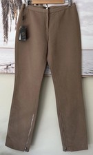 VERSACE Brown Straight Slim Zip Ankle Pants Size 44 AU 12 BRAND NEW