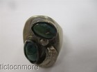 VINTAGE NAVAJO INDIAN SQUASH LEAF & BERRY GREEN TURQUOISE RING MENS STERLING — photo 4