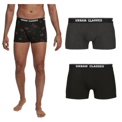 Urban Classics Boxer Shorts 3 Pack Underpants Black/Grey Mens S-XXL Three Pack