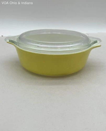Vintage Pyrex Primary Colors Yellow Casserole Dish 471 500ML w/ Lid 470-C