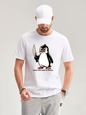 Pinguin Herren T-Shirt Flight Was Never An Option Lustig Grafik Meme Strand Tee