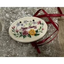 Longaberger Happy Easter Basket Tie-On Pottery NEW Roses Floral