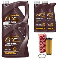 MotoröL Set Mannol Diesel Turbo 5W40 API 12 Liter + ÖLfilter FüR Audi A8 4.0 TDI