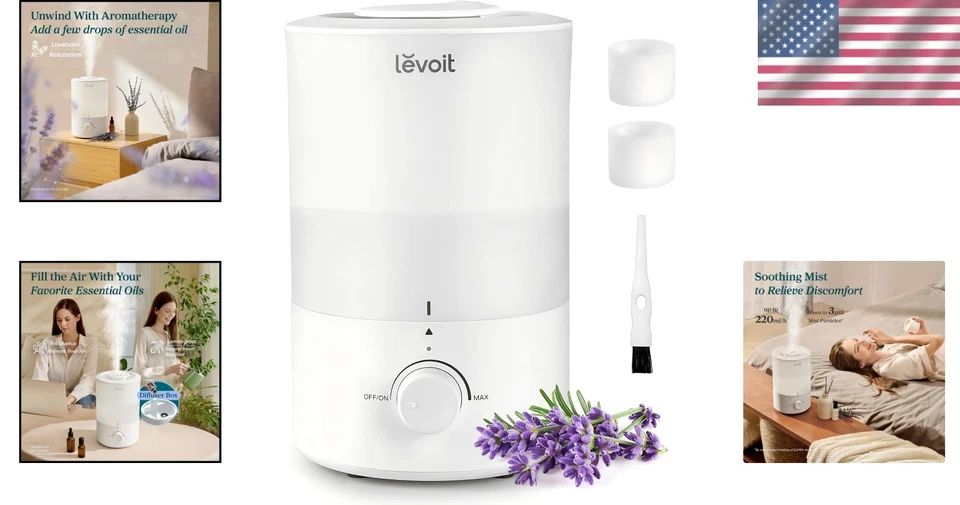 Bedroom Humidifier - Large 3L Tank - Cool Mist & 360° Nozzle - Image 2 of 4