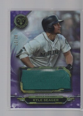 KYLE SEAGER 2019 TOPPS TRIPLE THREADS JUMBO RELIC AMETHYST CARD #SJR-KES2 /27
