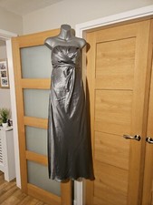 Karen Millen Pewter Grey Satin Look Ballgown Prom/Party Dress UK 10 RRP £235