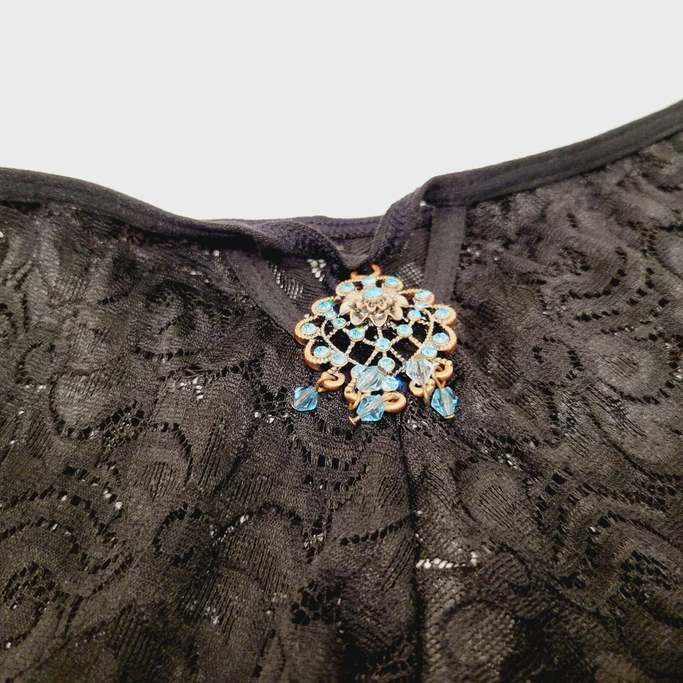 NUEVO CON ETIQUETAS Delicadas Sexy Negro Encaje Descarado Talla 6 Bragas Acento Joya Foto 2 de 4