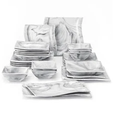  MALACASA Flora 26-Piece Porcelain Dinnerware Set Service for 6 Plates Bowls Set