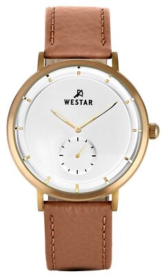 Westar-Profil Lederarmband Silber Zifferblatt Quarz 50246BZZ187 Herrenuhr