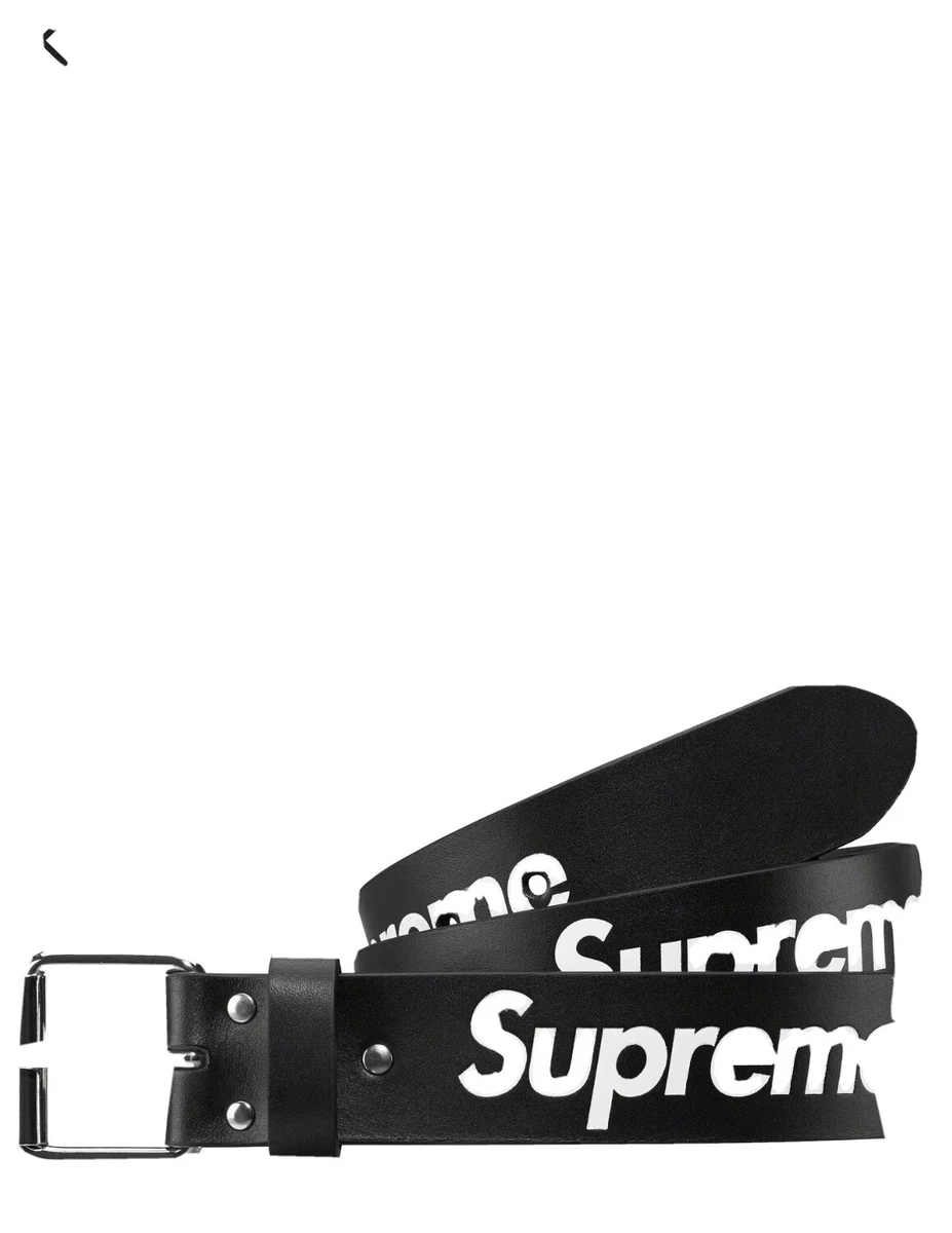 Supreme Repeat Leather Belt Black Large IN HAND