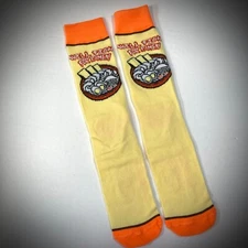 WILL FIGHT FOR RAMEN SOCKS pastel yellow neon orange naruto shippuden MENS CREW