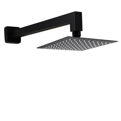 Matte Black Square Bathroom Wall Spout Basin Mixer Tap Shower Head Grate Waste - Picture 127 of 198